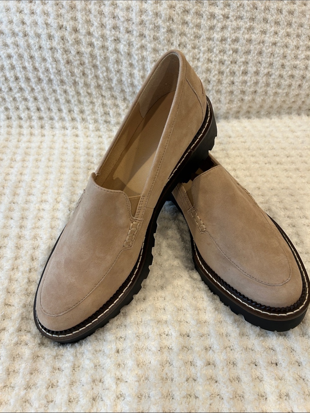 J Jill women’s new Suede Slip-On Loafers in Beige